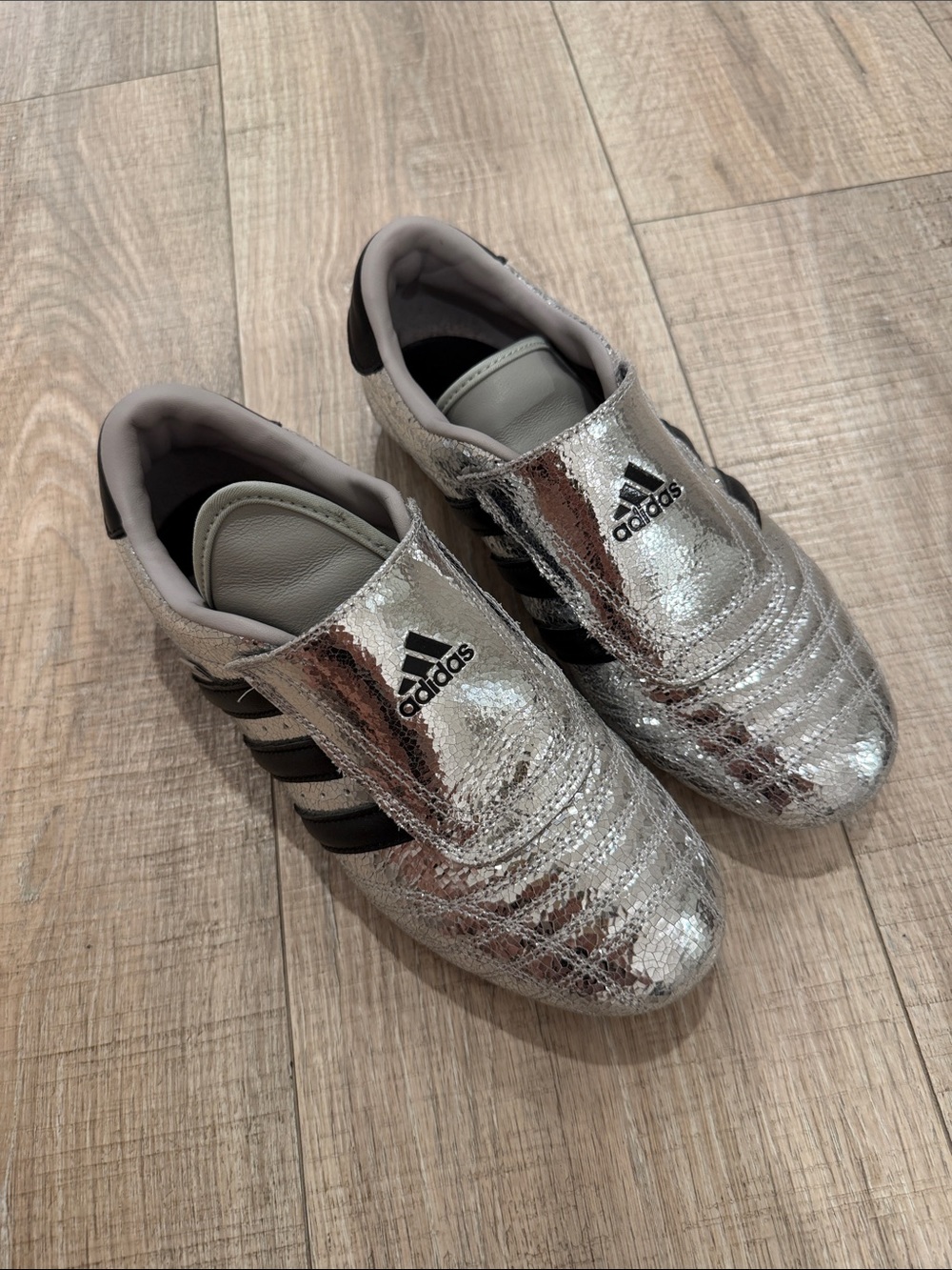 adidas Samba Metallic Sneakers in Silver & Black